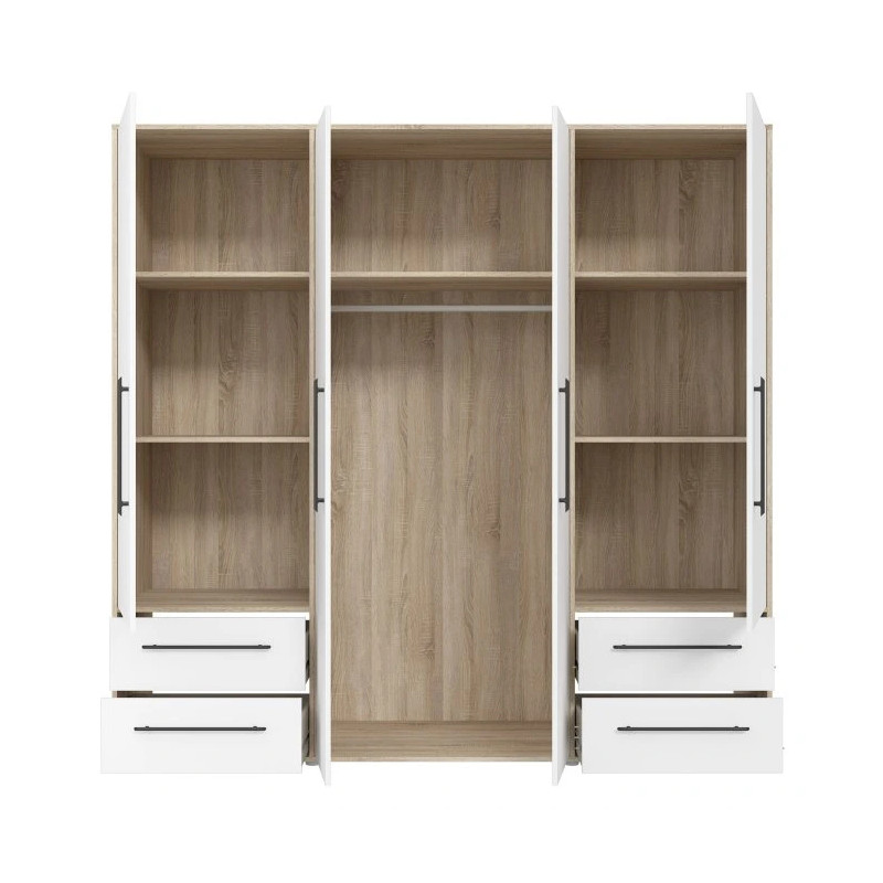 Szafa 210 cm Biała/Dąb Sonoma – Kolekcja Jupiter | Domowanie.pl