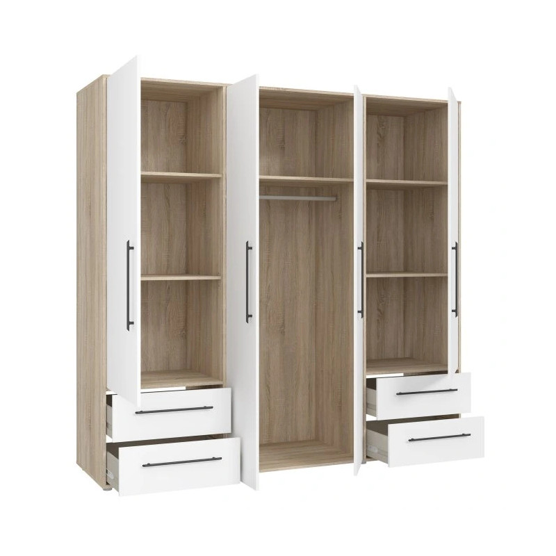 Szafa 210 cm Biała/Dąb Sonoma – Kolekcja Jupiter | Domowanie.pl