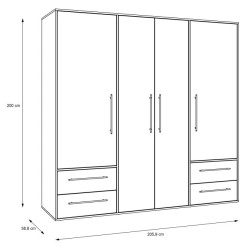 Szafa 210 cm Biała/Dąb Sonoma – Kolekcja Jupiter | Domowanie.pl