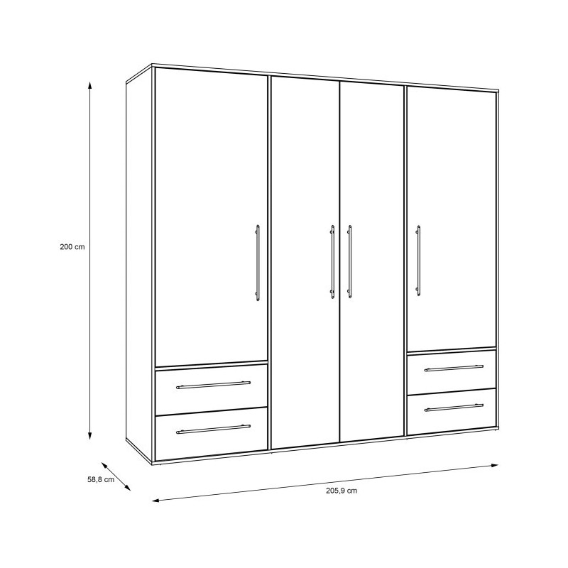 Szafa 210 cm Biała/Dąb Sonoma – Kolekcja Jupiter | Domowanie.pl