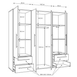 Szafa 210 cm Biała/Dąb Sonoma – Kolekcja Jupiter | Domowanie.pl