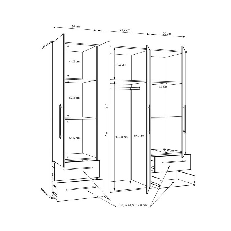 Szafa 210 cm Biała/Dąb Sonoma – Kolekcja Jupiter | Domowanie.pl