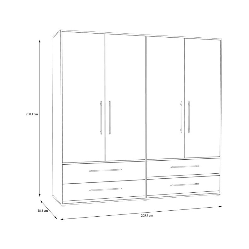 Czterodrzwiowa szafa JUPITER – nowoczesna i funkcjonalna – Kup online