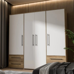 Szafa 210 cm Dąb Mauvella/Biała – Kolekcja Jupiter | Domowanie.pl