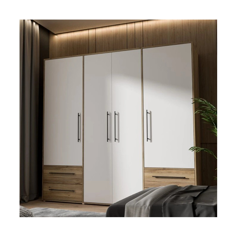 Szafa 210 cm Dąb Mauvella/Biała – Kolekcja Jupiter | Domowanie.pl