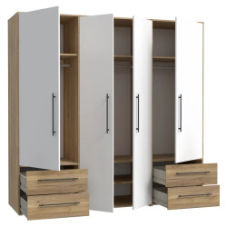 Szafa 210 cm Dąb Mauvella/Biała – Kolekcja Jupiter | Domowanie.pl