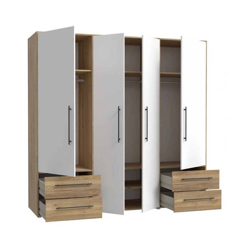 Szafa 210 cm Dąb Mauvella/Biała – Kolekcja Jupiter | Domowanie.pl