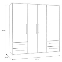 Szafa 210 cm Dąb Mauvella/Biała – Kolekcja Jupiter | Domowanie.pl