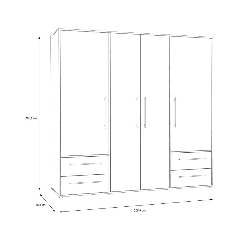 Szafa 210 cm Dąb Mauvella/Biała – Kolekcja Jupiter | Domowanie.pl