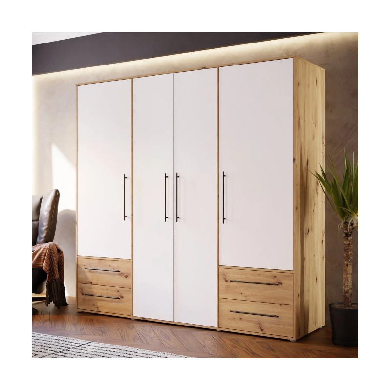 Szafa JUPITER Dąb Artisan/Biała – Styl skandynawski | Domowanie.pl