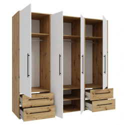 Szafa JUPITER Dąb Artisan/Biała – Styl skandynawski | Domowanie.pl