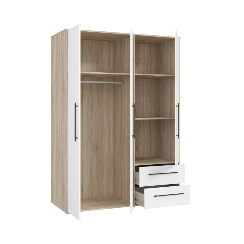 Szafa 145 cm Biały /Dąb Sonoma – Kolekcja Jupiter | Domowanie.pl