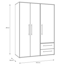 Szafa 145 cm Biały /Dąb Sonoma – Kolekcja Jupiter | Domowanie.pl