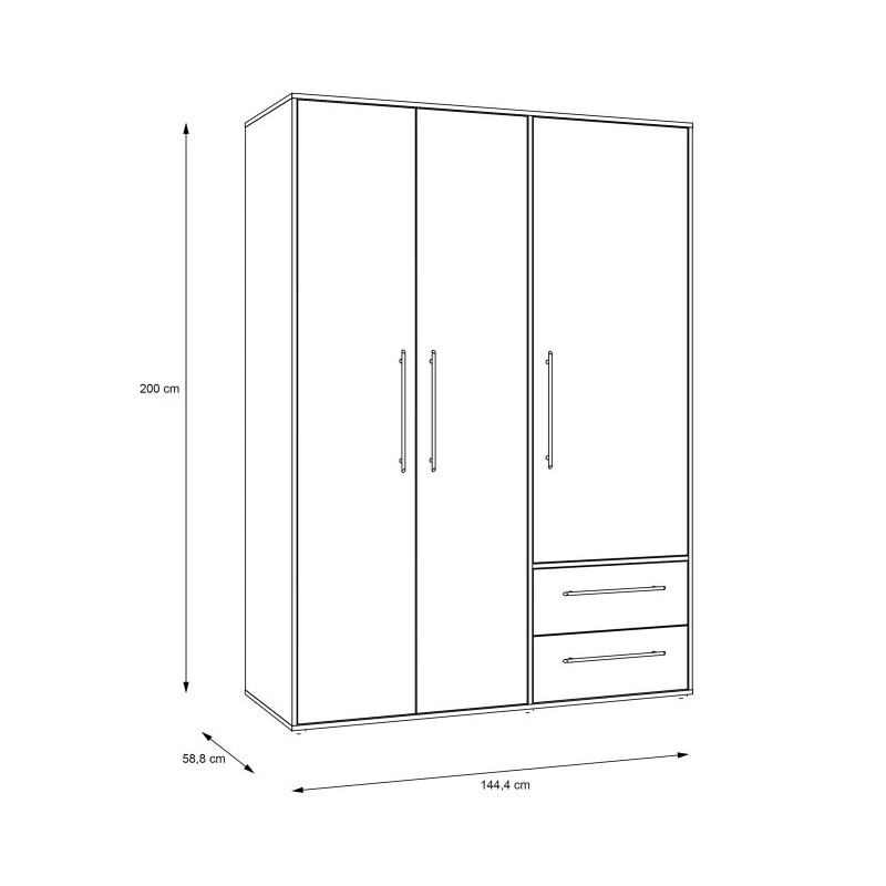 Szafa 145 cm Biały /Dąb Sonoma – Kolekcja Jupiter | Domowanie.pl