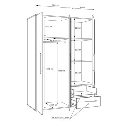 Szafa 145 cm Biały /Dąb Sonoma – Kolekcja Jupiter | Domowanie.pl
