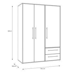 Szafa 145 cm Biała  – Kolekcja Jupiter | Domowanie.pl