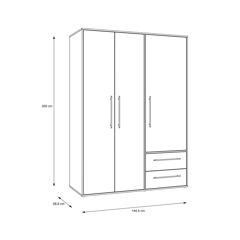 Szafa 145 cm Biała  – Kolekcja Jupiter | Domowanie.pl