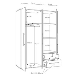 Szafa 145 cm Biała  – Kolekcja Jupiter | Domowanie.pl