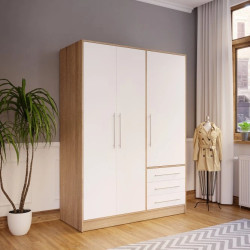 Szafa 145 cm JUPITER Dąb Sonoma/Biała – Styl i funkcjonalność | Domowanie.pl