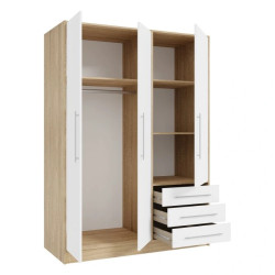 Szafa 145 cm JUPITER Dąb Sonoma/Biała – Styl i funkcjonalność | Domowanie.pl