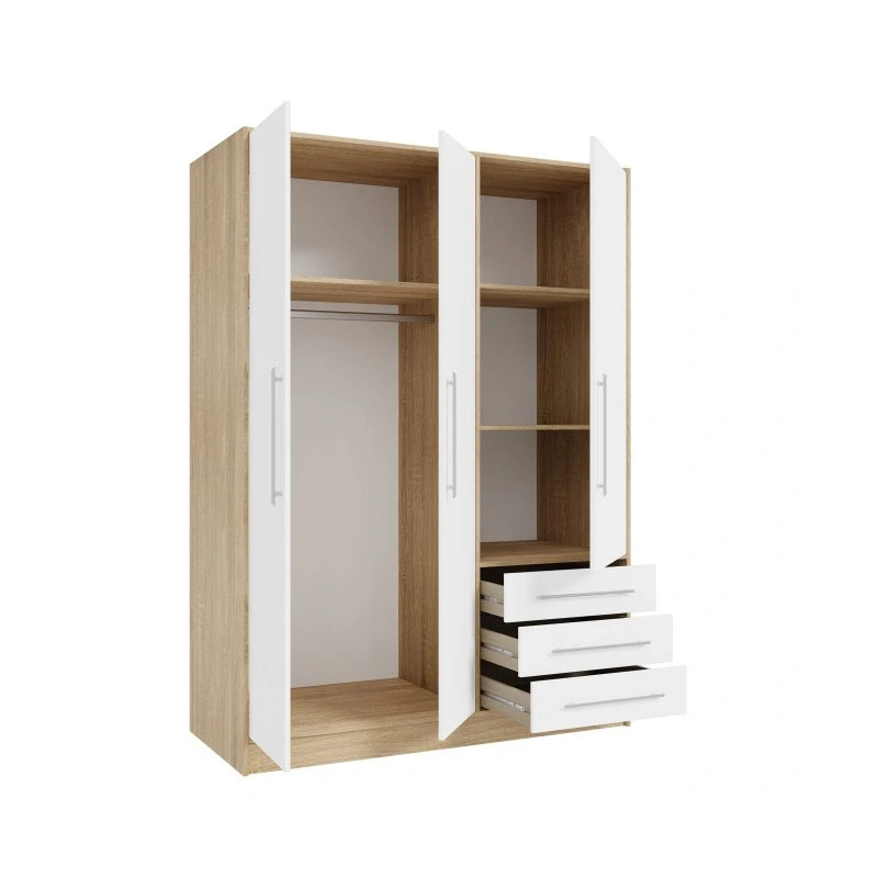 Szafa 145 cm JUPITER Dąb Sonoma/Biała – Styl i funkcjonalność | Domowanie.pl
