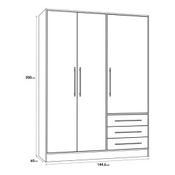 Szafa 145 cm JUPITER Dąb Sonoma/Biała – Styl i funkcjonalność | Domowanie.pl
