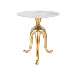 Ława Snake biały połysk efekt marmuru/złoty 48x55