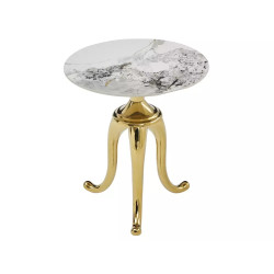 Ława Snake biały połysk efekt marmuru/złoty 48x55