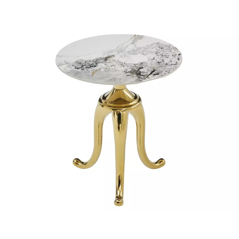 Ława Snake biały połysk efekt marmuru/złoty 48x55