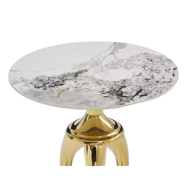 Ława Snake biały połysk efekt marmuru/złoty 48x55