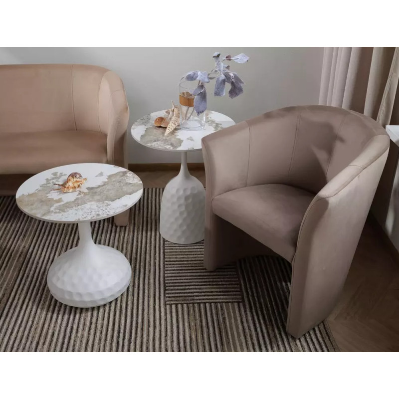 Ława Salo A biały połysk efekt marmuru/biały mat 60x50