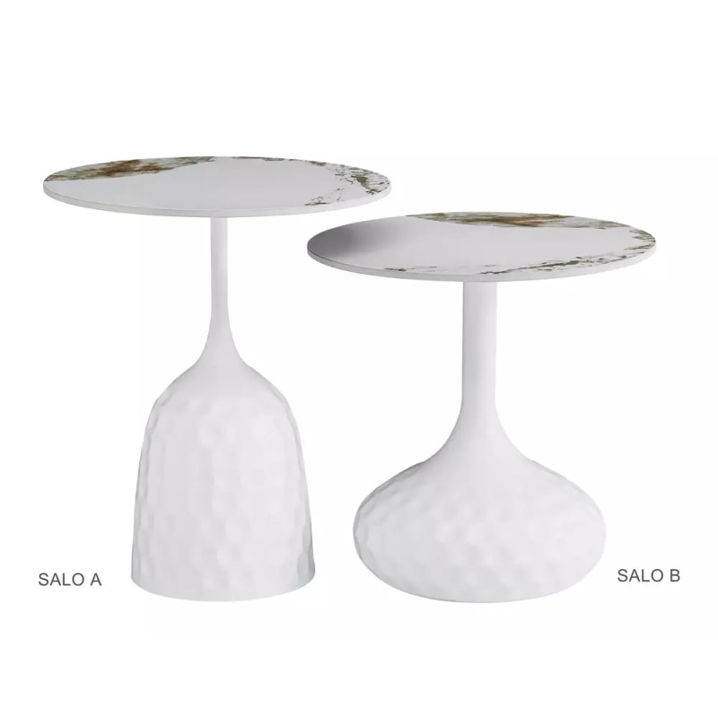 Ława Salo A biały połysk efekt marmuru/biały mat 60x50