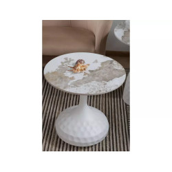 Ława Salo B biały połysk efekt marmuru/biały mat 49x50