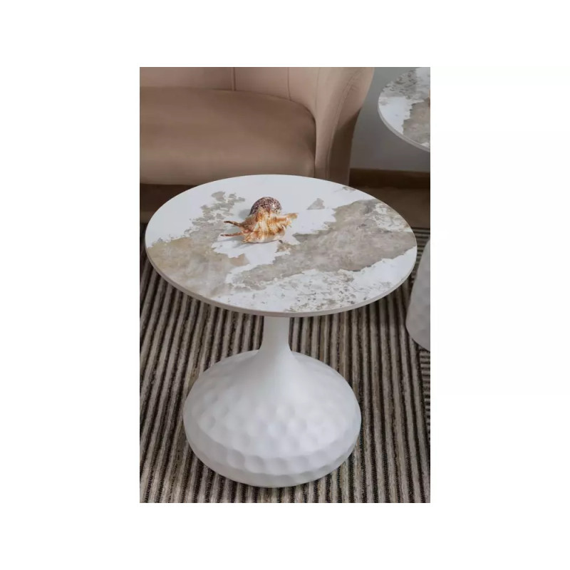 Ława Salo B biały połysk efekt marmuru/biały mat 49x50