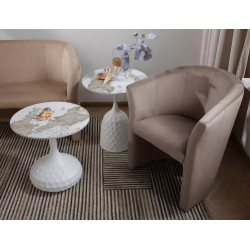 Ława Salo B biały połysk efekt marmuru/biały mat 49x50