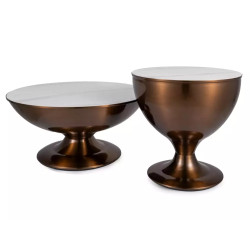 Ława Salsa biały mat efekt marmuru/miedziany połysk 38x75 (ZESTAW)