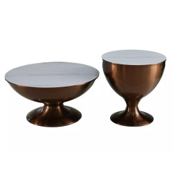 Ława Salsa biały mat efekt marmuru/miedziany połysk 38x75 (ZESTAW)