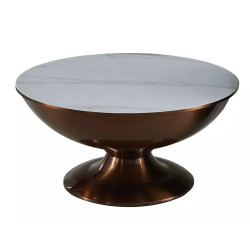 Ława Salsa biały mat efekt marmuru/miedziany połysk 38x75 (ZESTAW)