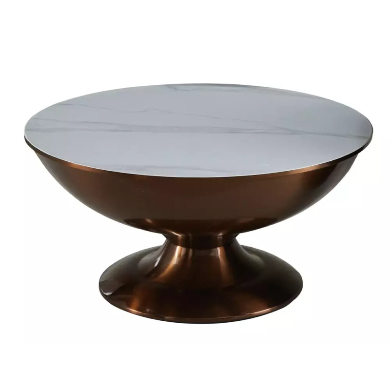 Ława Salsa biały mat efekt marmuru/miedziany połysk 38x75 (ZESTAW)