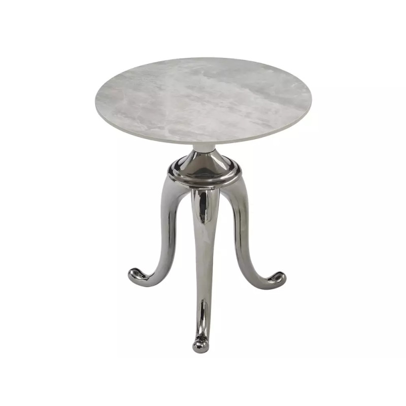 Ława Snake biały połysk efekt marmuru/srebrny 48x55