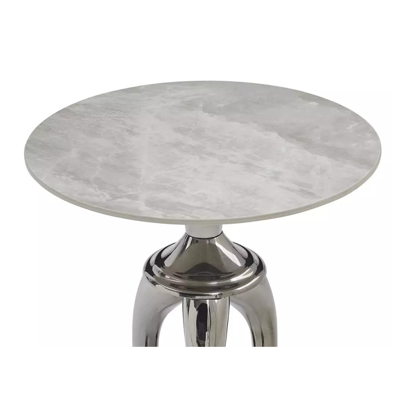 Ława Snake biały połysk efekt marmuru/srebrny 48x55