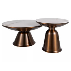 Ława Vera biały połysk efekt marmuru/miedziany połysk 41x75 (ZESTAW)