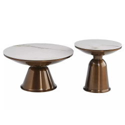 Ława Vera biały połysk efekt marmuru/miedziany połysk 41x75 (ZESTAW)