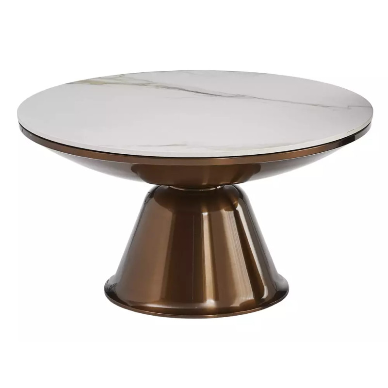 Ława Vera biały połysk efekt marmuru/miedziany połysk 41x75 (ZESTAW)