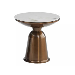 Ława Vera biały połysk efekt marmuru/miedziany połysk 41x75 (ZESTAW)