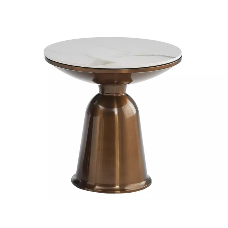 Ława Vera biały połysk efekt marmuru/miedziany połysk 41x75 (ZESTAW)