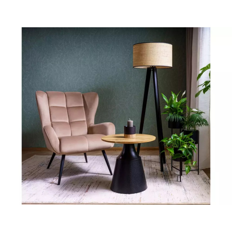 Ława Itaka dąb artisan/czarny mat 40x70 (ZESTAW)