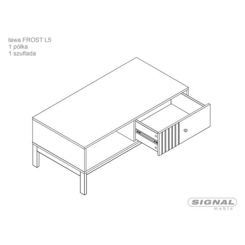 Ława Frost L5 off white/dąb alpejski 40x50x100