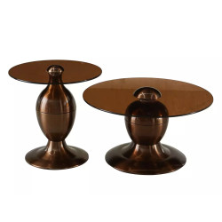 Ława Cassie brąz transparentny/miedziany połysk 38x70 (ZESTAW)