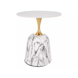 Ława Fama biały połysk efekt marmuru/biały/złoty 59x50